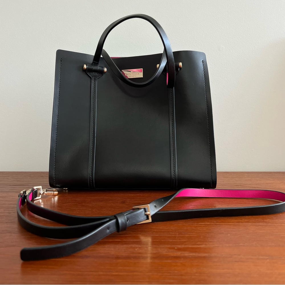 Kate Spade Arbour Hill Elodie Black and Hot Pink Leather Bag